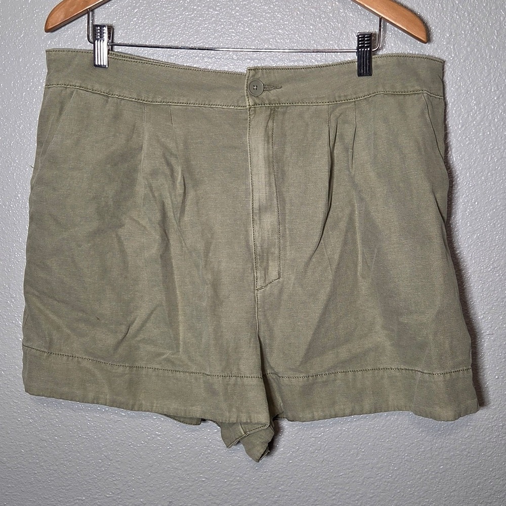 Joie Linen Blend Pull On Shorts XL Faded Cactus Sage Green Casual Summer
